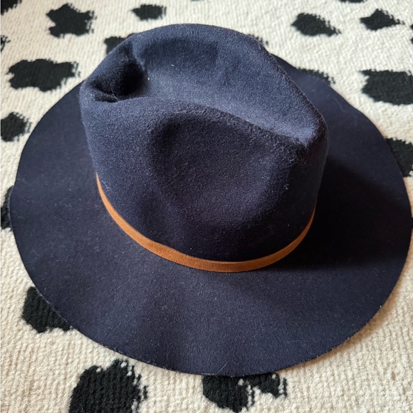 Navy Blue Wide Brim Hat - Picture 3 of 5